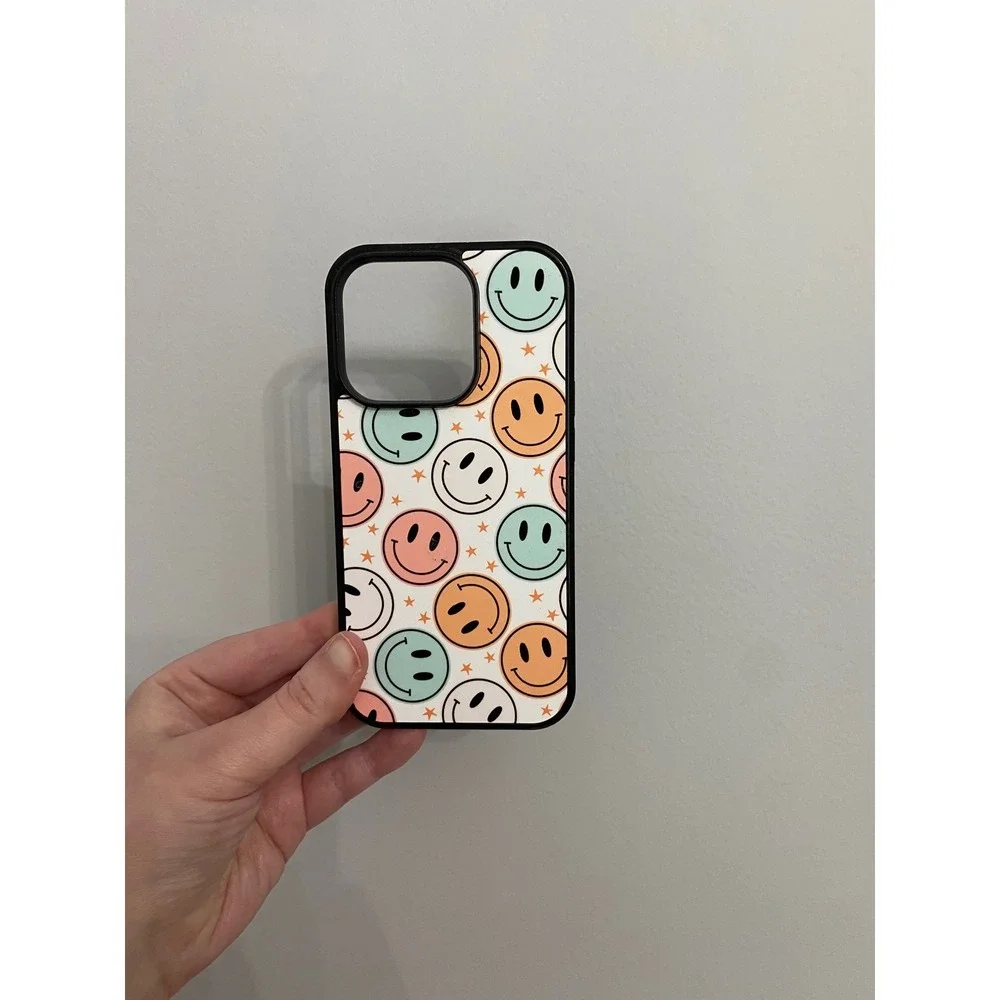 Phone Case iPhone 14 Pro Multicolor Smiley Face Retro Aesthetic Protective